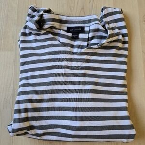 J.Jill Wearever Pleat Back Striped Top Size Large